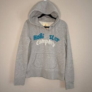 Vintage Y2K Hollister‎ Womens XL Gray Hoodie Sweatshirt Puffy Spellout Preppy